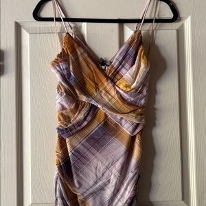 Guess Multicolor Plaid Spaghetti Strap Dress